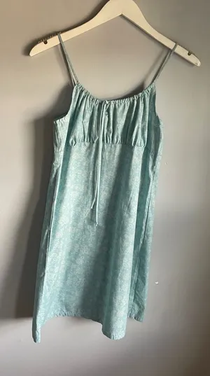 Vintage Roxy Y2K Blue Floral Cotton Mini Dress Empire Waist Made in USA Y470AST1 thumbnail 1