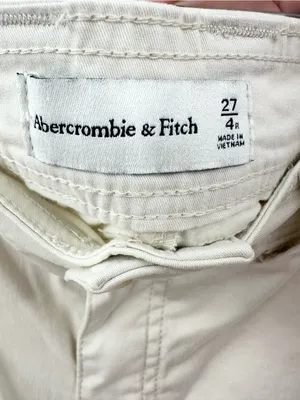 Abercrombie‎ & Fitch Women’s Relaxed Cargo Pants Cream Color Size 4 thumbnail 4