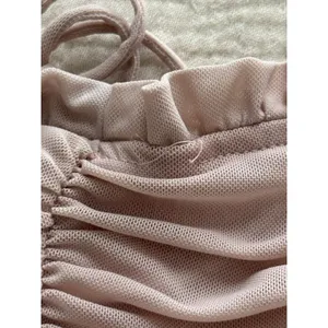 HELLO MOLLY Can I Get A‎ Witness Dress Medium Pink Ruched Lace Up Off Shoulder thumbnail 5