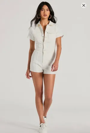 Windsor White Denim Romper thumbnail 3