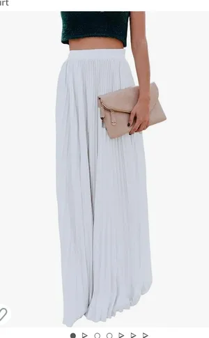High Waisted Flowy Pleated Chiffon Maxi White Skirt size Medium women's New with thumbnail 1