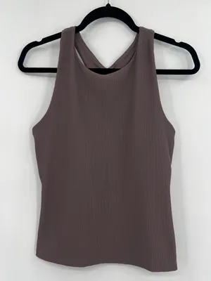 Beyond Yoga Refocus Ribbed Classic Tank Top High-Neck Racerback Woodland Medium thumbnail 3