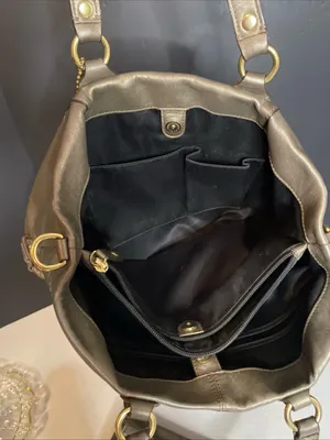 Coach Ashley Satchel Style F15513 Metallic Bronze Leather Carryall Shoulder Bag thumbnail 3