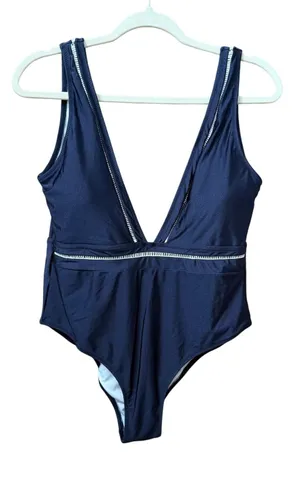 Cupshe Navy Plunge One Piece Swimsuit Swimwear Size Large thumbnail 1