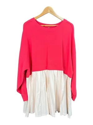 Free People Eleanor Layered Sweatshirt Mini Dress Size Medium Watermelon Wedge thumbnail 2
