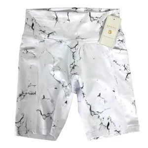 BuffBunny Limitless White Marble Size M Seamless Pocket Biker 4" Inseam‎ Shorts thumbnail 1