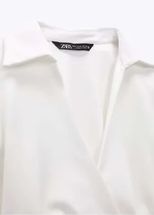 ZARA white dress wedding bridal shower corset mini long sleeve thumbnail 6