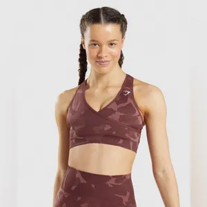 Gymshark Maroon Camo Adapt Strappy Back Seamless‎ Athletic Sports Bra Sz XS thumbnail 7