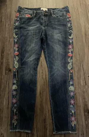 Sundance Women 31 Primrose Jeans Embroidered Floral Skinny thumbnail 1