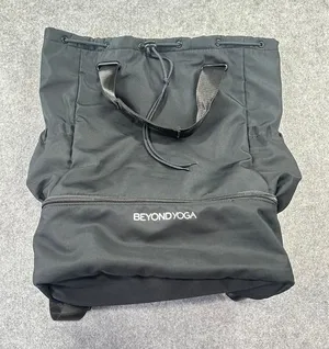 Beyond Yoga Black Nylon Drawstring‎ Backpack Gym Bag with Shoe Compartment thumbnail 1