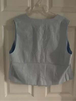 New Calvin Klein Linen Blend Button Front Vest-XL thumbnail 4