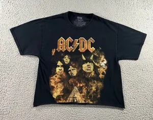 AC/DC Cropped T-Shirt Women M Black Graphic Highway 1979 Tour Band‎ Tee thumbnail 1