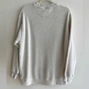 aerie Waffle Knit Long Sleeve Lounge Tee, Beige, Size Medium thumbnail 10