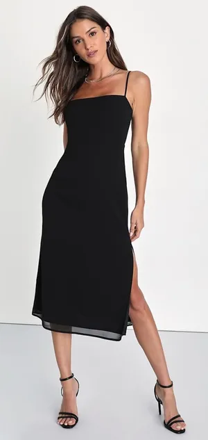 NWT Lulus Sweetest Invite Black Sleeveless Midi Dress Party Night Out Size XL thumbnail 1