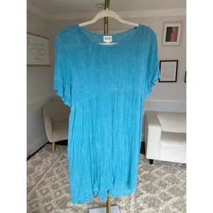 H.I.P. Blue Babydoll Mini Dress Gauze Boho Coastal Core‎ XS Cottagecore Summer thumbnail 2