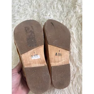 Beek Anthropology Suede‎ Clogs Shearling Lined Wooden Platform Slip On Mules thumbnail 7