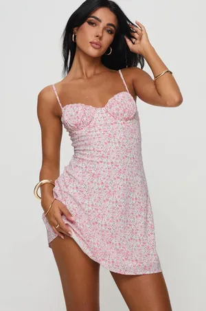 Princess Polly Pink Floral Mini Dress thumbnail 2