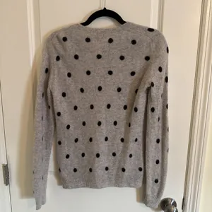 Cynthia Rowley Sweater Womens Medium Gray 100%‎ Cashmere Polka Dot Crew Neck thumbnail 4