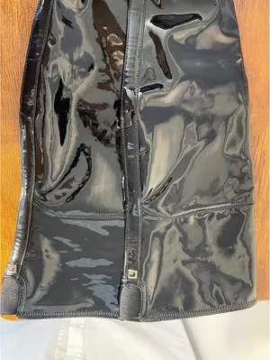 GUESS Black Patent OTK Stiletto Boots Mob Wife Y2K Baddie 8W thumbnail 8