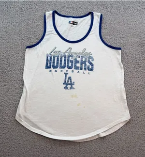 Los Angeles Dodgers MLB Carl Banks White Ringer Tank Top Womens M 2020 Baseball thumbnail 1