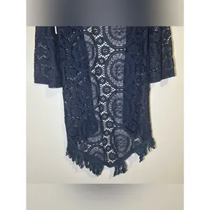 New Altar’d State Blue Crochet Knit Boho Kimono Cardigan Women’s Size Large thumbnail 7