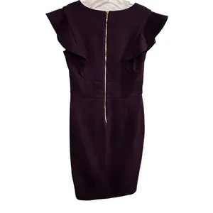 DKNY Women's Purple‎ V-Neck Ruffled Cap-Sleeve Sheath Dress Size 4 thumbnail 11