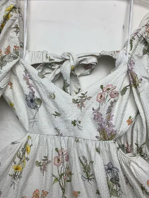 Zimmerman size 3 US size 8/10 White Floral Puff-Sleeve mini dress thumbnail 6