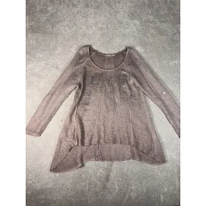 ivy and lace mohair blend‎ thin knit sweater italy small Roll Sleeves Metallic thumbnail 4