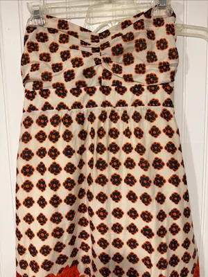Maeve Strapless Maxi Dress in White with Orange Tulips thumbnail 3