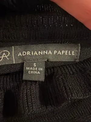 Adrianna Papell Black Ruffle Neck Puff-Sleeve Sweater Top thumbnail 7