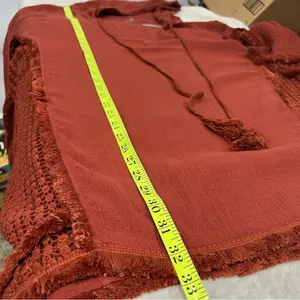 NWT Free People mauve Rust Hooded Poncho with Tassels 100% cotton oversized thumbnail 6
