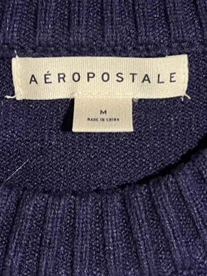 Aeropostale Womens medium Navy Blue Varsity. "87" Knit Sweater Cropped Crewneck thumbnail 5