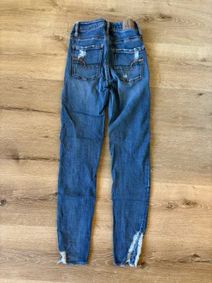 American Eagle Distressed Skinny Jeans with Frayed Hem thumbnail 7