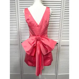 Lulu's Charming Celebration Pink Taffeta Bow Mini Dress Size Medium NWT $79 thumbnail 6