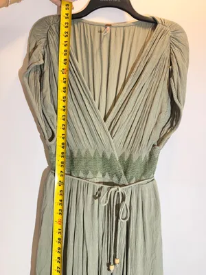 Free People Devon Ivory Black Embroidered High Slit Faux Wrap Maxi Dress S thumbnail 7