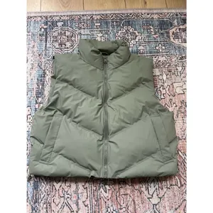 Zara Cropped Puffer Vest in Olive Green Size XL NWOT thumbnail 5