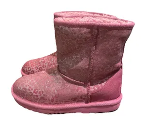 UGG Classic Short Pink Leopard Metallic Boots Womens 5 Sheepskin Lined thumbnail 1
