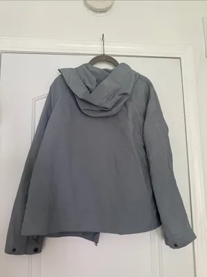 Everlane Cropped City Anorak Rain Coat Jacket Hooded in Blue-Gray Sz S thumbnail 8