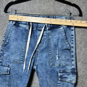 Celebrity Ace Pull On Distressed Denim Cargo Jogger‎ Pants 9/29 Elastic Waist thumbnail 2