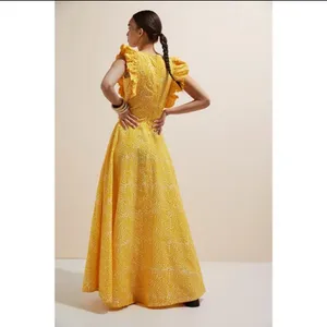Anthropologie SIKA Marigold Ruffled Maxi Dress Size 0 thumbnail 3