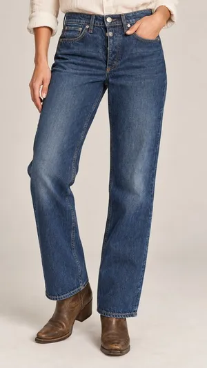 Rag & Bone Women's Straight Leg Jeans Size 23 Stone Wash 100% Cotton Button thumbnail 1