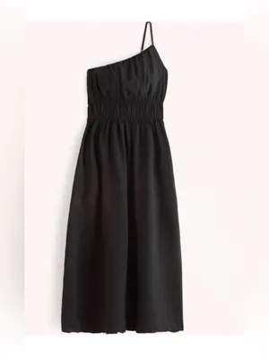 Abercrombie & Fitch Black One-Shoulder Midi Dress thumbnail 3