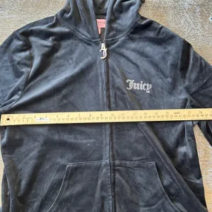 Vintage Juicy Couture Black Velour Zip Up Hoodie Rhinestone Y2K Womens Large thumbnail 4