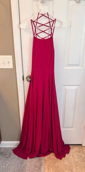 Lulu’s Women’s Fuchsia Strappy-Back Formal Dress Wedding Guest Size S thumbnail 1