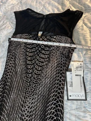 Jump Apparel Black Gold Metallic Art Deco Mesh Dress Juniors 1/2 NWT thumbnail 6
