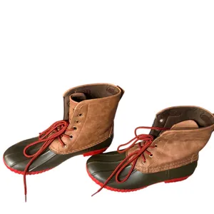 MarleyLilly Women's Duck Boots Waterproof Brown Tan Red Soles Size 7 thumbnail 4