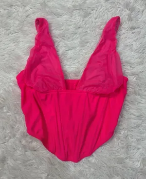 Urban outfitters pink mesh corset top M thumbnail 1