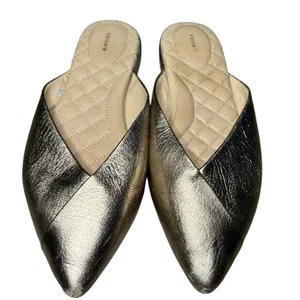Birdies The Swan Gold Leather Mules Women's 8 Pointed Toe Slip On Flats thumbnail 3