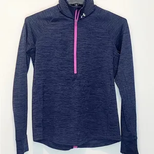 Under Armour Navy Heather Half-Zip Pullover with Pink Zip thumbnail 1
