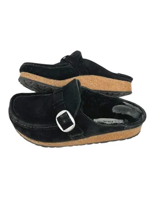 Birkenstock Buckley Shearling Clogs Black Suede Lined Slip-On Shoes Size 38 US 7 thumbnail 4
